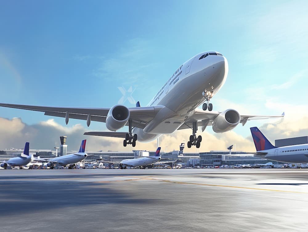 an airplane took off from the runway