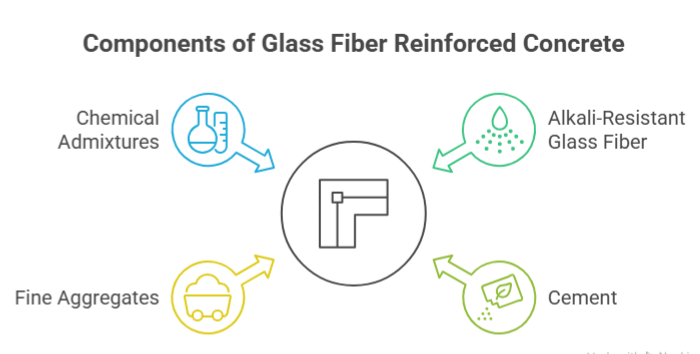 Composants du béton renforcé de fibres de verre